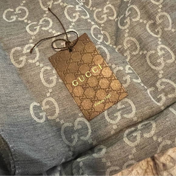 GUCCI Logo Monogrammed Wool & Silk Blend Scarf - Picture 5 of 8